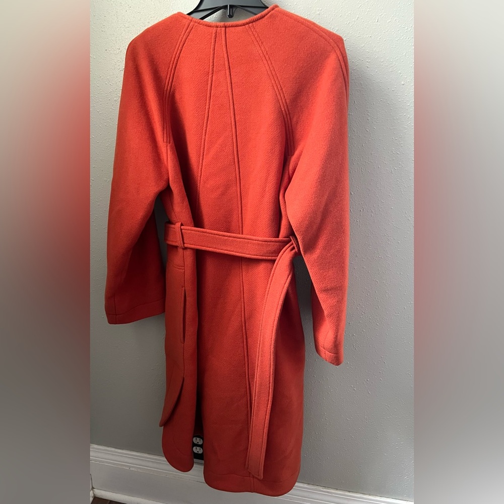 Chloé Iconic Wool Blend Belted Coat In Chestnut Orange Size 36 New - Picture 5 of 16